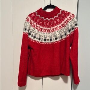 H&M Red Christmas Crew Neck Reindeer Sweater women size M